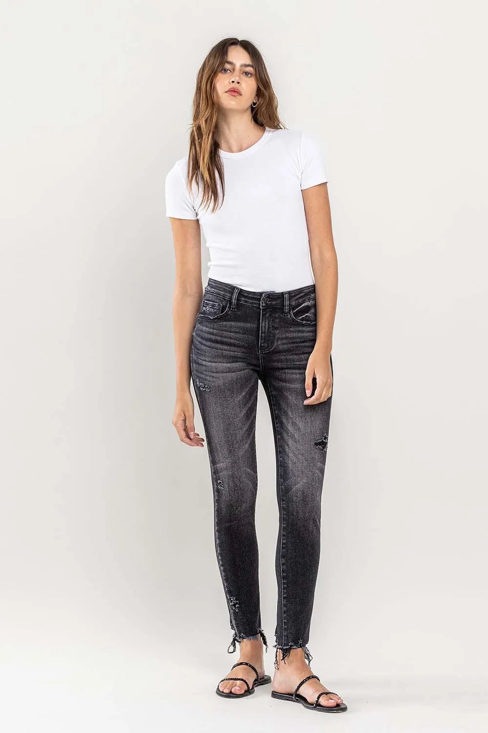 Lovervet Raw Hem Cropped Skinny Jeans - Casual Fit Clothes