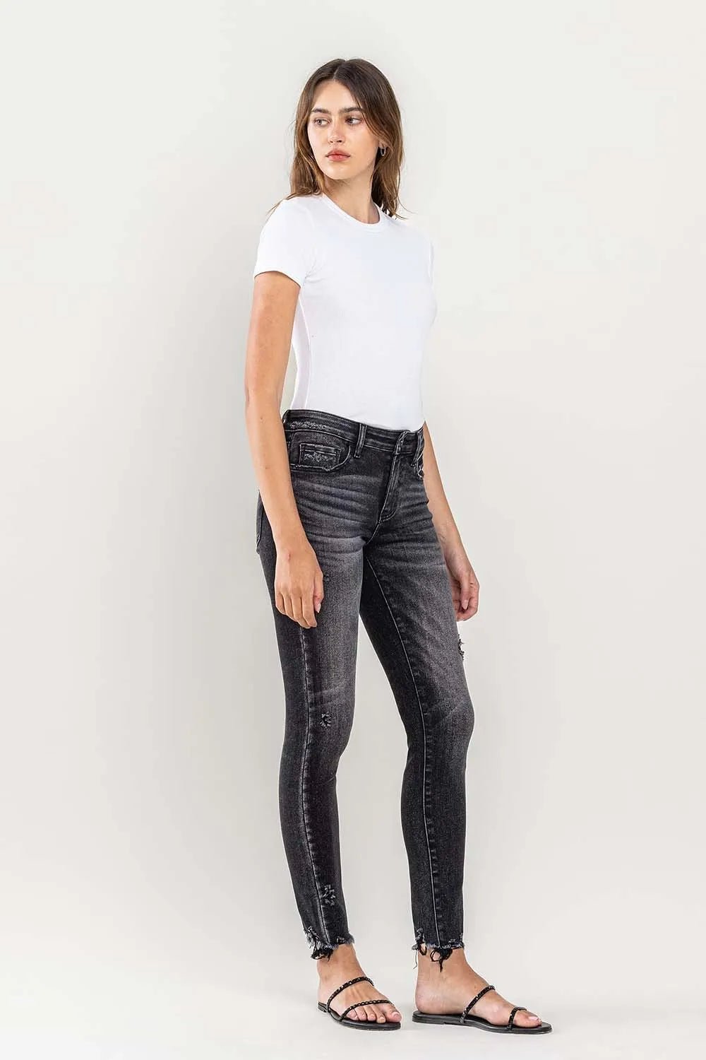 Lovervet Raw Hem Cropped Skinny Jeans - Casual Fit Clothes