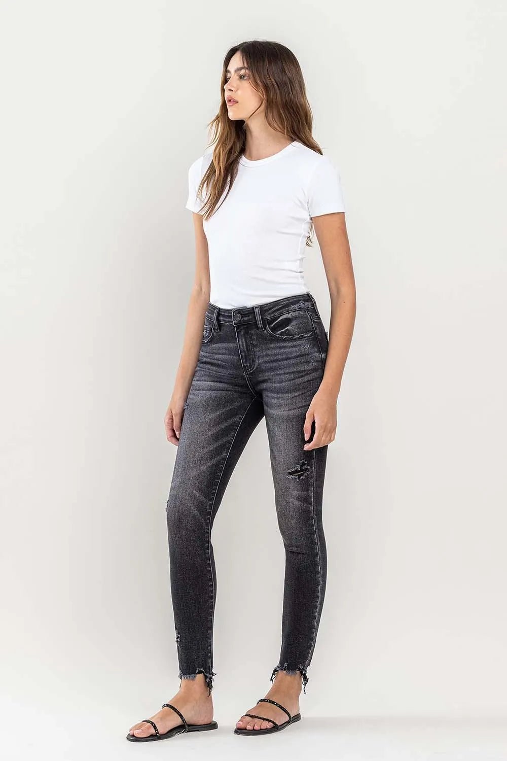 Lovervet Raw Hem Cropped Skinny Jeans - Casual Fit Clothes