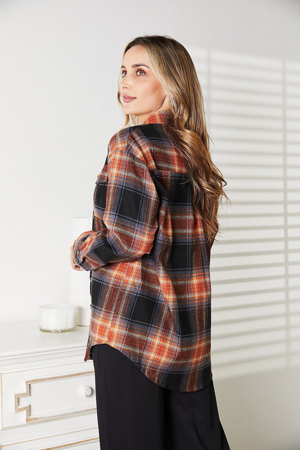 Mandy Plaid Dropped Shoulder Shirt - Casual Fit Clothes