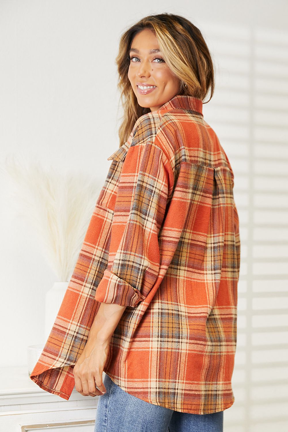 Mandy Plaid Dropped Shoulder Shirt - Casual Fit Clothes