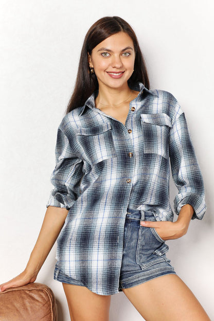 Mandy Plaid Dropped Shoulder Shirt - Casual Fit Clothes