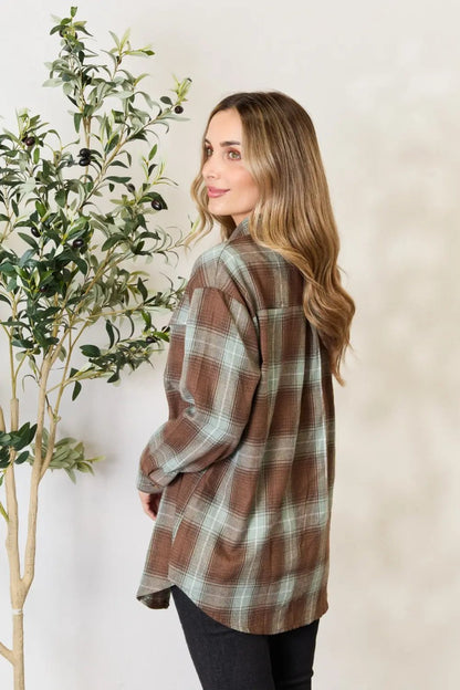 Mandy Plaid Dropped Shoulder Shirt - Casual Fit Clothes