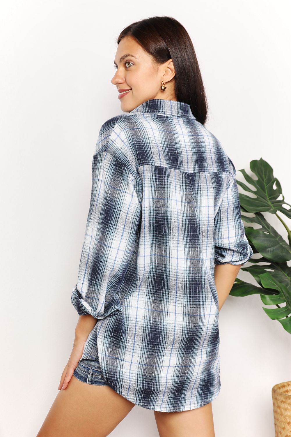 Mandy Plaid Dropped Shoulder Shirt - Casual Fit Clothes