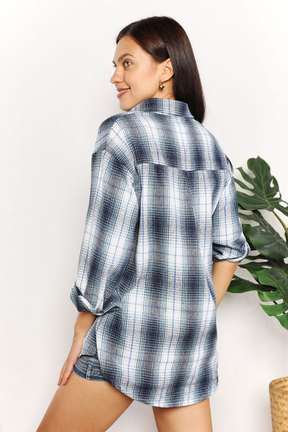 Mandy Plaid Dropped Shoulder Shirt - Casual Fit Clothes