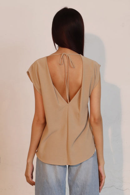 Matte Crepe Low Back Loose Top - Casual Fit Clothes