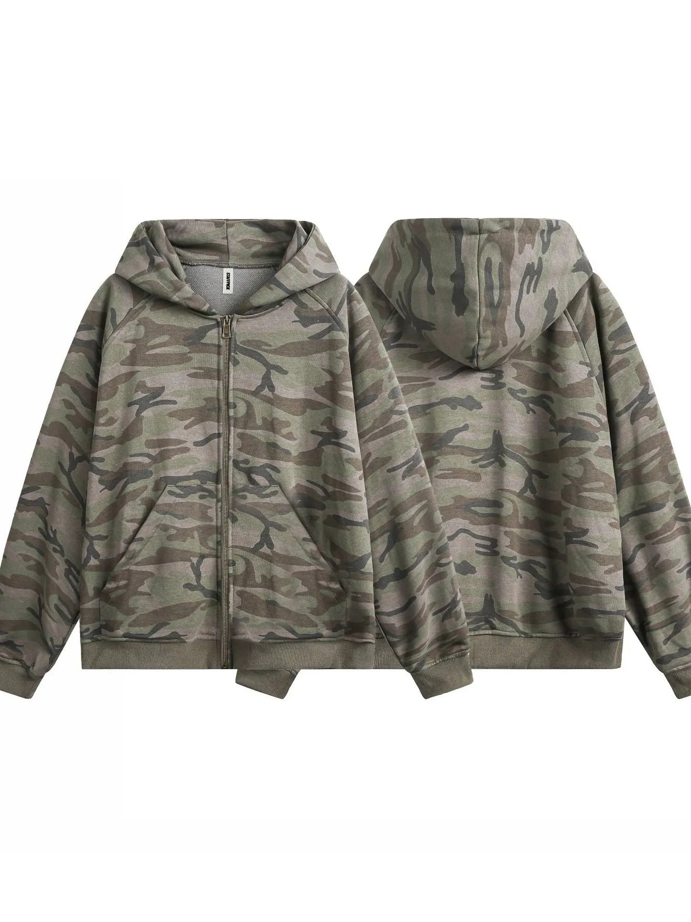 Men's Camouflage Print Zip - Up Hoodie - Casual Fit Clothes