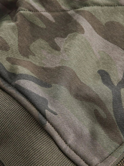 Men's Camouflage Print Zip - Up Hoodie - Casual Fit Clothes