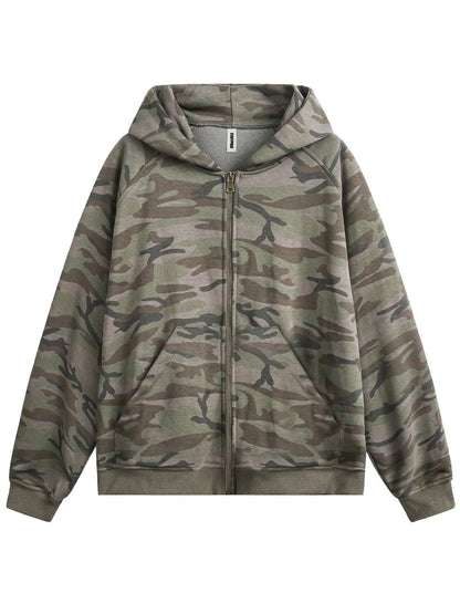 Men's Camouflage Print Zip - Up Hoodie - Casual Fit Clothes