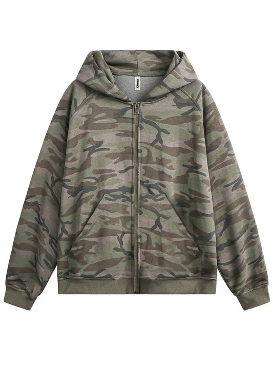 Men's Camouflage Print Zip - Up Hoodie - Casual Fit Clothes