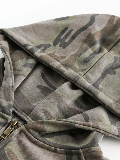 Men's Camouflage Print Zip - Up Hoodie - Casual Fit Clothes