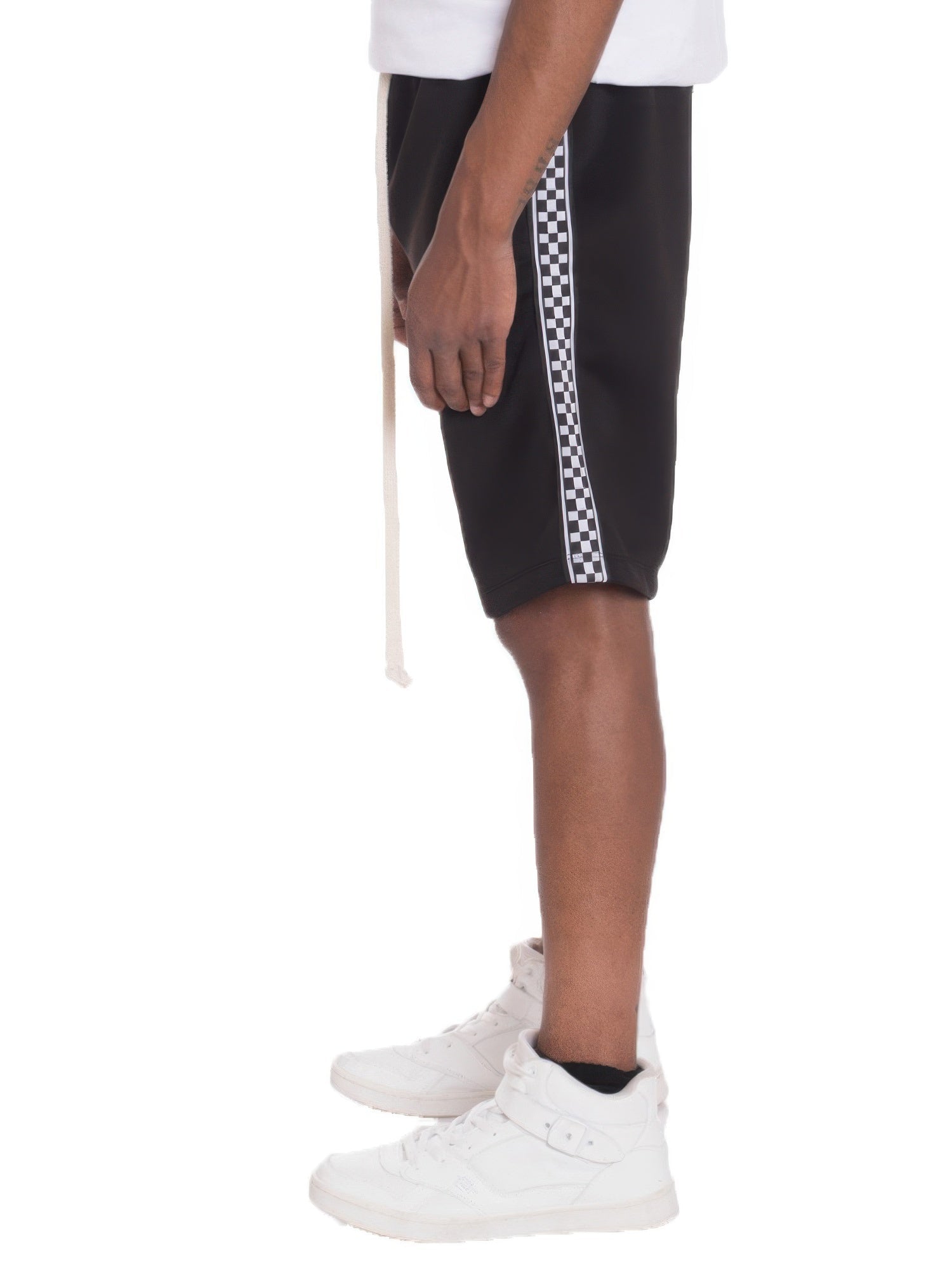 Mens Checkered Stripe Track Shorts - Casual Fit Clothes