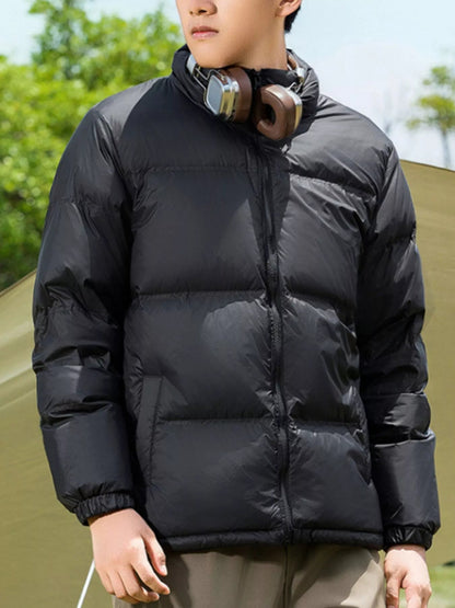 Men's Full Size Lightweight Packable Zip Up Puffer Jacket Plus Size - Casual Fit Clothes