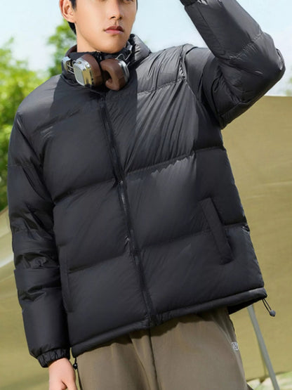 Men's Full Size Lightweight Packable Zip Up Puffer Jacket Plus Size - Casual Fit Clothes