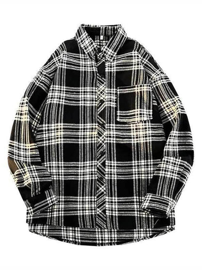 Men's Full Size Plaid Button Up Long Sleeve Shirt Plus Size - Casual Fit Clothes