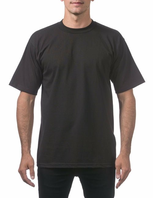 Men's Heavyweight Plain Blank Basic Black T-shirt 5.6 oz - Casual Fit Clothes