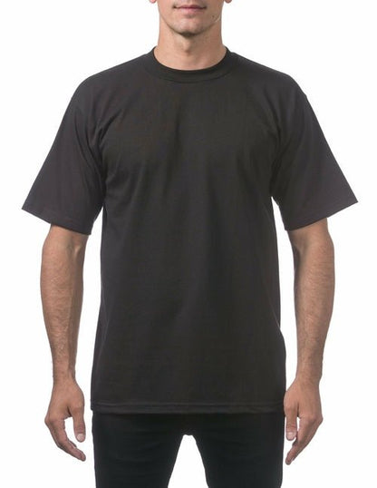 Men's Heavyweight Plain Blank Basic Black T-shirt 5.6 oz - Casual Fit Clothes