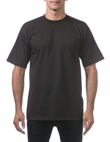 Men's Heavyweight Plain Blank Basic Black T-shirt 5.6 oz - Casual Fit Clothes