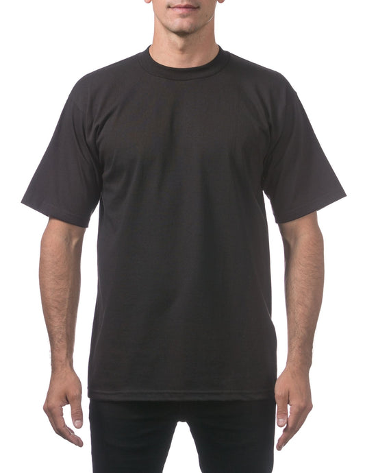 Men's Heavyweight Plain Blank Basic Black T-shirt 5.6 oz - Casual Fit Clothes