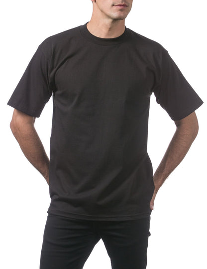 Men's Heavyweight Plain Blank Basic Black T-shirt 5.6 oz - Casual Fit Clothes
