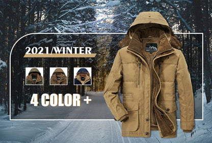 Mens Hooded Winter Parka Coat with Inner Fleece - Casual Fit Clothes