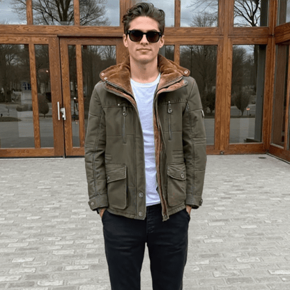 Mens Hooded Winter Parka Coat with Inner Fleece - Casual Fit Clothes