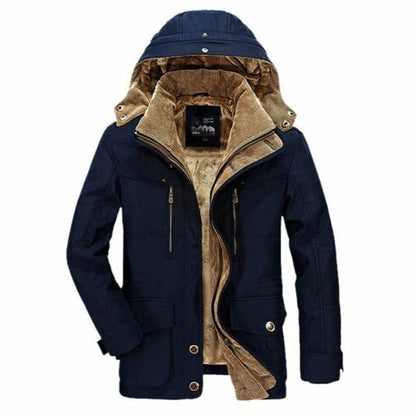 Mens Hooded Winter Parka Coat with Inner Fleece - Casual Fit Clothes