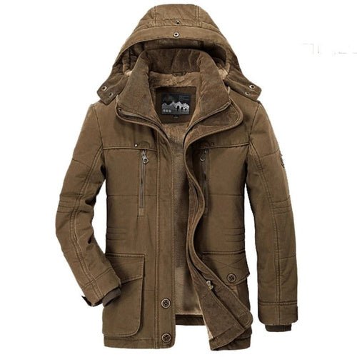 Mens Hooded Winter Parka Coat with Inner Fleece - Casual Fit Clothes