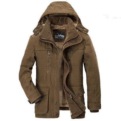 Mens Hooded Winter Parka Coat with Inner Fleece - Casual Fit Clothes