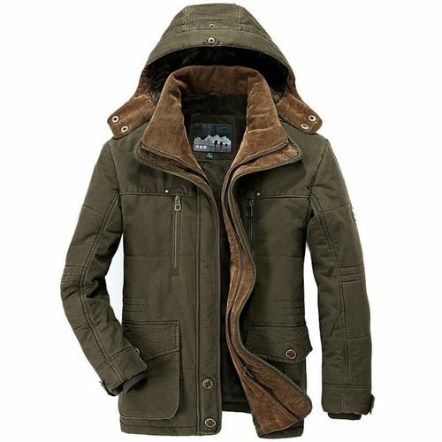 Mens Hooded Winter Parka Coat with Inner Fleece - Casual Fit Clothes