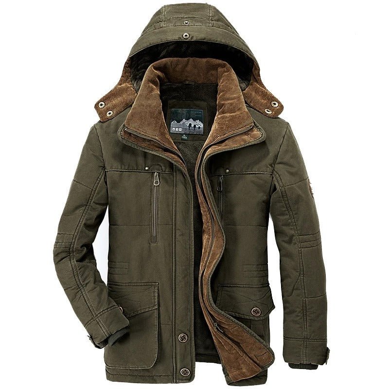 Mens Hooded Winter Parka Coat with Inner Fleece - Casual Fit Clothes