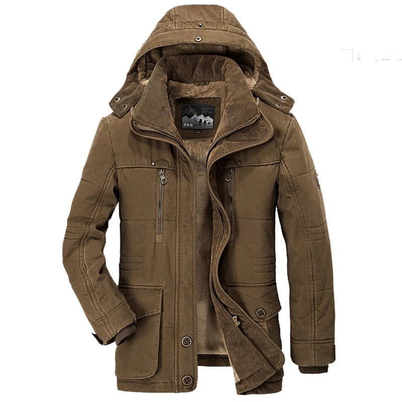 Mens Hooded Winter Parka Coat with Inner Fleece - Casual Fit Clothes