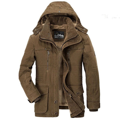 Mens Hooded Winter Parka Coat with Inner Fleece - Casual Fit Clothes