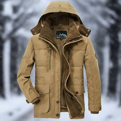 Mens Hooded Winter Parka Coat with Inner Fleece - Casual Fit Clothes