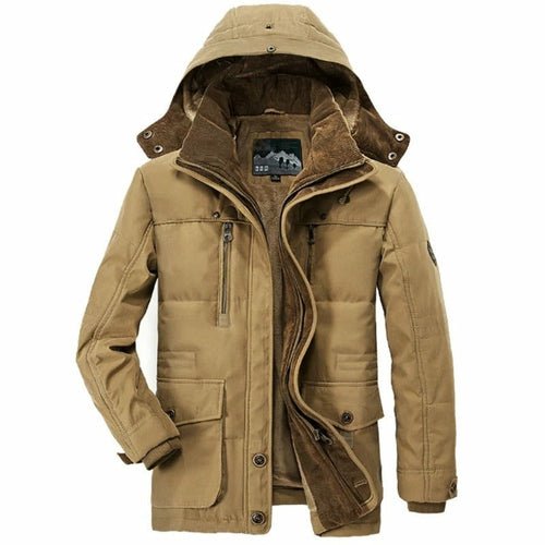 Mens Hooded Winter Parka Coat with Inner Fleece - Casual Fit Clothes