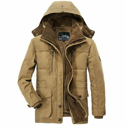Mens Hooded Winter Parka Coat with Inner Fleece - Casual Fit Clothes
