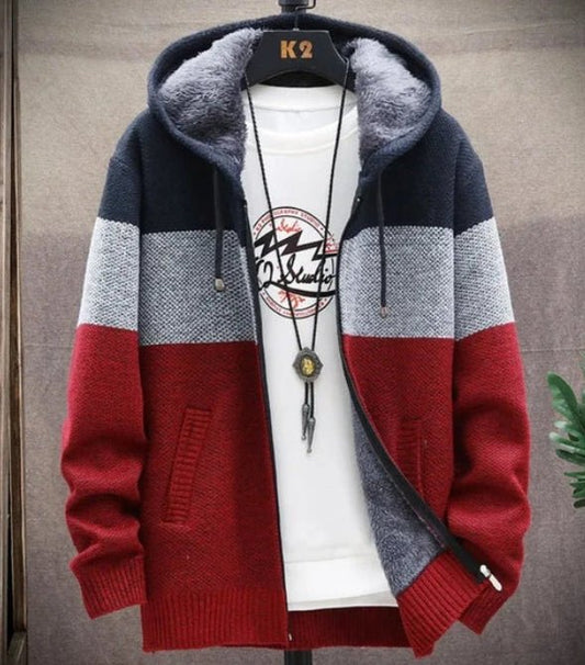 Mens Hooded Zipper Jacket Sweater Jacket - Casual Fit Clothes