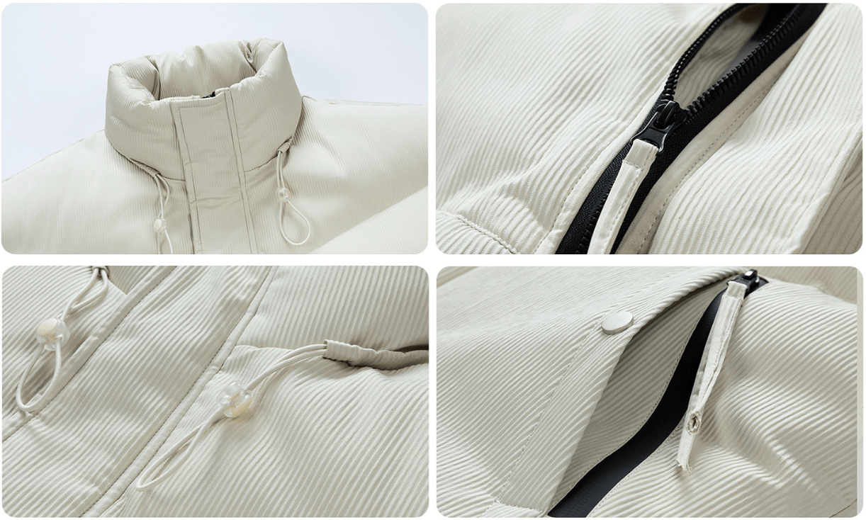 Mens Stand Collar Puffer Jacket - Casual Fit Clothes