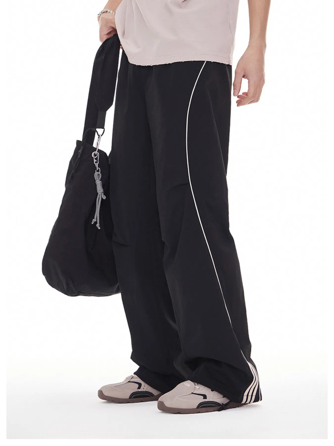 Men's Stripe Wide Leg Cargo Pants - Casual Fit Clothes