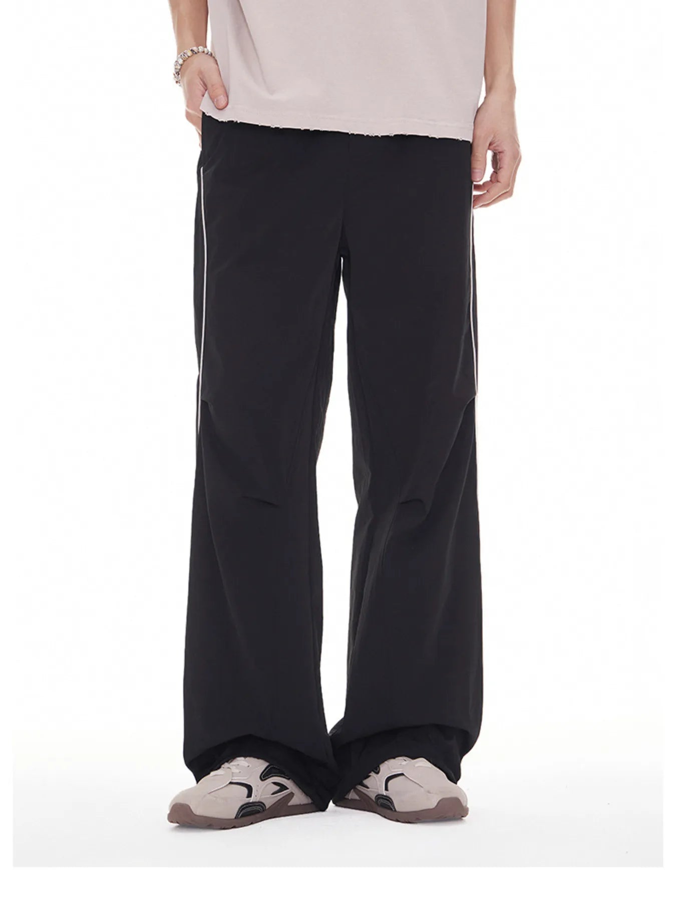 Men's Stripe Wide Leg Cargo Pants - Casual Fit Clothes