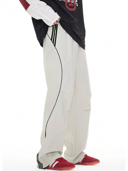 Men's Stripe Wide Leg Cargo Pants - Casual Fit Clothes