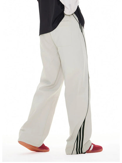 Men's Stripe Wide Leg Cargo Pants - Casual Fit Clothes