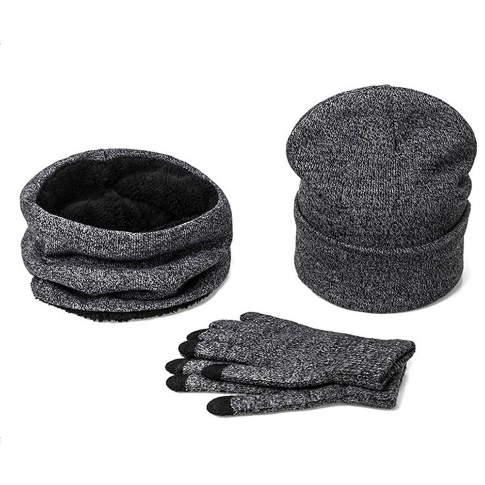 Mens Winter Beanie Hat And Neck Scarf Warmer Touch Screen Gloves Set - Casual Fit Clothes