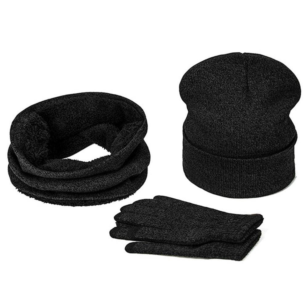 Mens Winter Beanie Hat And Neck Scarf Warmer Touch Screen Gloves Set - Casual Fit Clothes