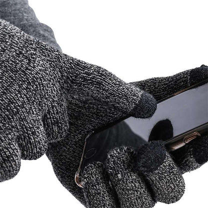 Mens Winter Beanie Hat And Neck Scarf Warmer Touch Screen Gloves Set - Casual Fit Clothes