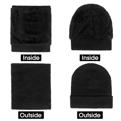 Mens Winter Beanie Hat And Neck Scarf Warmer Touch Screen Gloves Set - Casual Fit Clothes