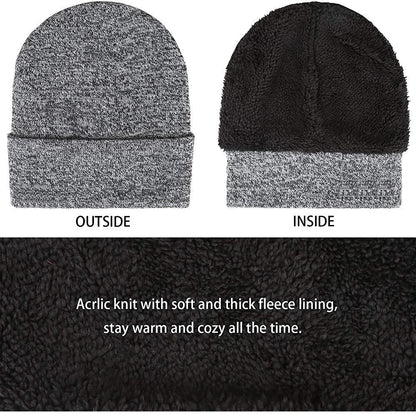 Mens Winter Beanie Hat And Neck Scarf Warmer Touch Screen Gloves Set - Casual Fit Clothes
