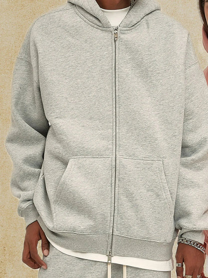 Men's Zip - Up Fleece Hoodie - Casual Fit Clothes