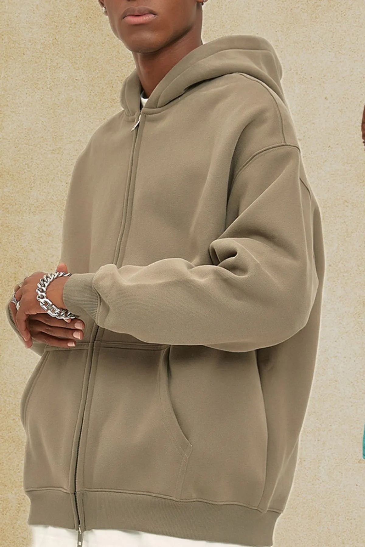 Men's Zip - Up Fleece Hoodie - Casual Fit Clothes