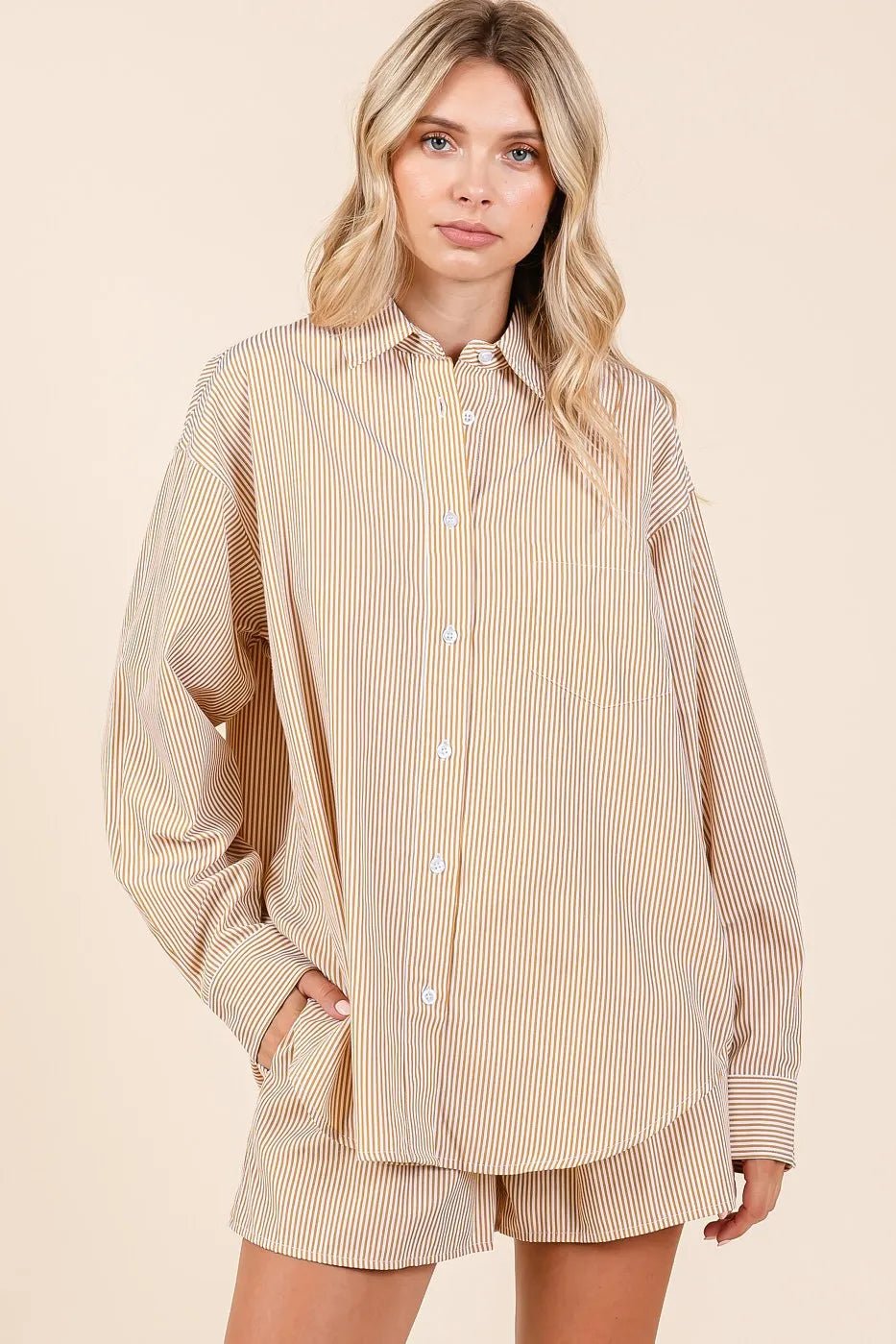 Mittoshop Striped Shirt and Shorts Set - Casual Fit Clothes